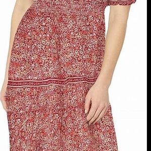 Max Studio Elbow Length Sleeve Print Tiered Maxi Dress